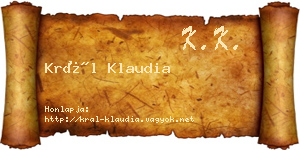 Král Klaudia névjegykártya
